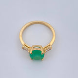 Anillo Solitario Ovalado Esmeralda 2.8gr / T6 / Oro Amarillo18K %