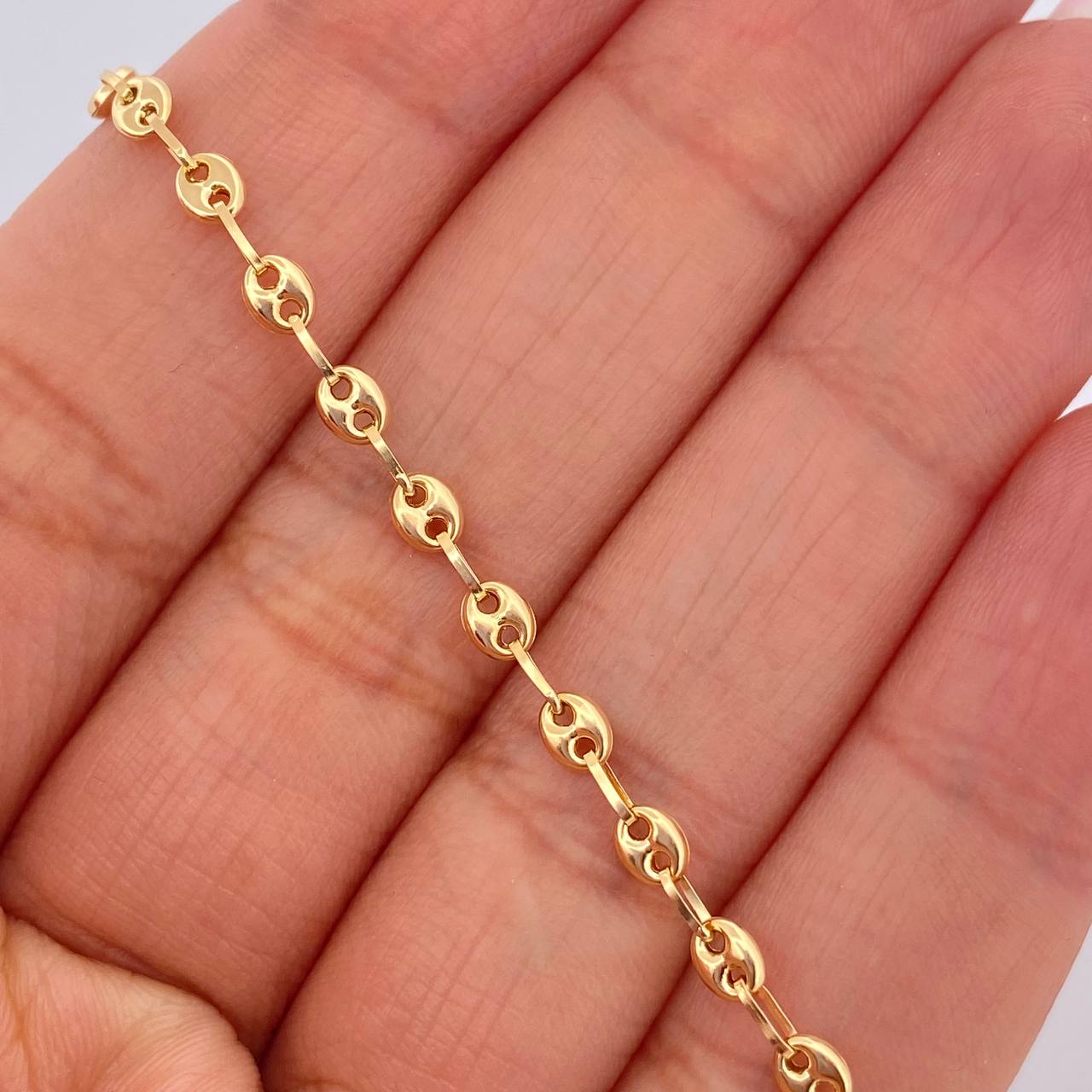 Tobillera GC 2.75gr / 25.8cm / 3mm Oro Amarillo 18K +