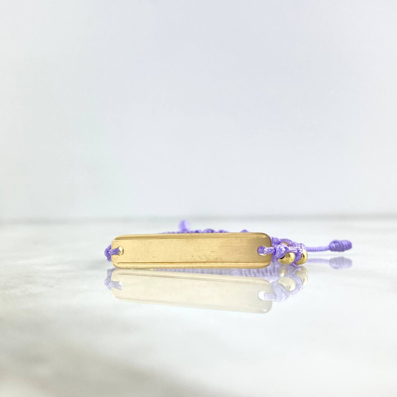 Pulsera Violeta Placa Paralela 1.5gr / 3cm-0.6cm / 3mm Bolas Lisas 8 und Oro Amarillo *