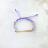 Pulsera Violeta Placa Paralela 1.5gr / 3cm-0.6cm / 3mm Bolas Lisas 8 und Oro Amarillo *