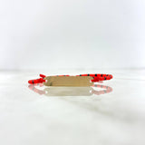 Pulsera Roja Placa Lisa 0.9gr / 3cm-0.6cm / Falsa Coral Oro Amarillo *