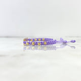 Pulsera Violeta Placa Paralela 1.5gr / 3cm-0.6cm / 3mm Bolas Lisas 8 und Oro Amarillo *