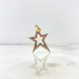 Dije Silueta Estrella 2.6gr / 3.8cm / Circones Blancos Colores Dos Oros Amarillo Blanco