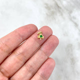 Dije Trebol 0.25gr / 0.8cm / Circon Verde Oro Amarillo