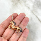 Dije Caballo 4.4gr / 4cm / Circones Blancos Oro Rosa