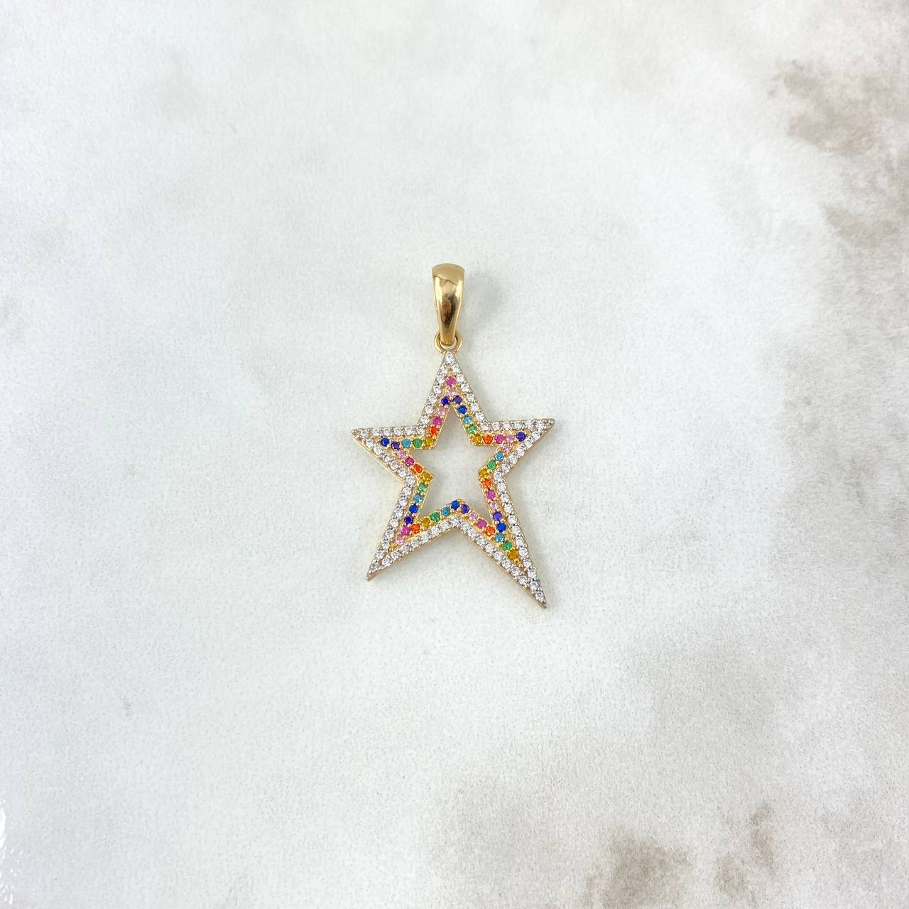 Dije Silueta Estrella 2.6gr / 3.8cm / Circones Blancos Colores Dos Oros Amarillo Blanco