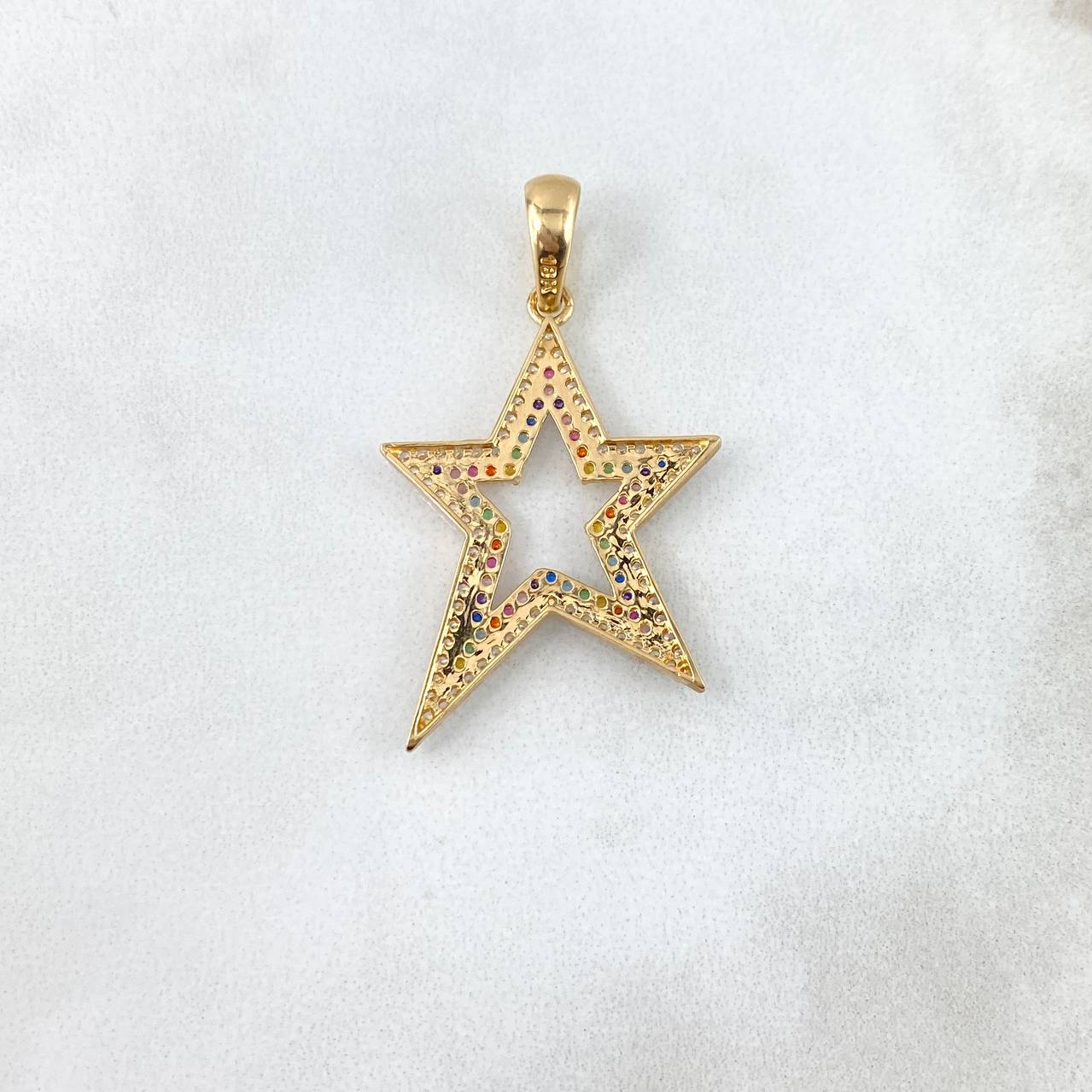 Dije Silueta Estrella 2.6gr / 3.8cm / Circones Blancos Colores Dos Oros Amarillo Blanco
