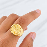 Anillo Bordeado Virgen del Carmen 3.85g / T10 1/4 Oro Amarillo 18K