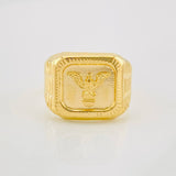 Anillo Sello Aguila Bordeado 3.5g / T10 Oro Amarillo 18K