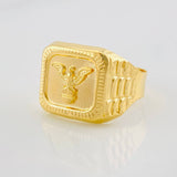 Anillo Sello Aguila Bordeado 3.5g / T10 Oro Amarillo 18K