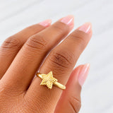 Anillo Estrella Diamantada 0.9g / T5 Oro Amarillo 18K