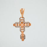 Dije Cruz Cristo 6.3 g / 4.5 cm Dos Oros Blanco Rosa 18K