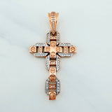 Dije Cruz Cristo 6.3 g / 4.5 cm Dos Oros Blanco Rosa 18K