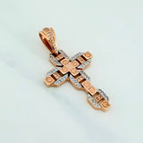 Dije Cruz Cristo 6.3 g / 4.5 cm Dos Oros Blanco Rosa 18K