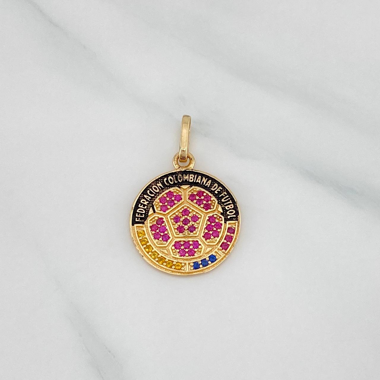 Dije Escudo Colombia 2 g / 2.4 cm Dos Oros Negro Amarillo 18K