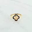 Anillo Trebol Diamantado 2.1 g / T7 1/4 Dos Oros Negro Amarillo 18K