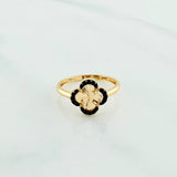 Anillo Trebol Diamantado 2.1 g / T7 1/4 Dos Oros Negro Amarillo 18K