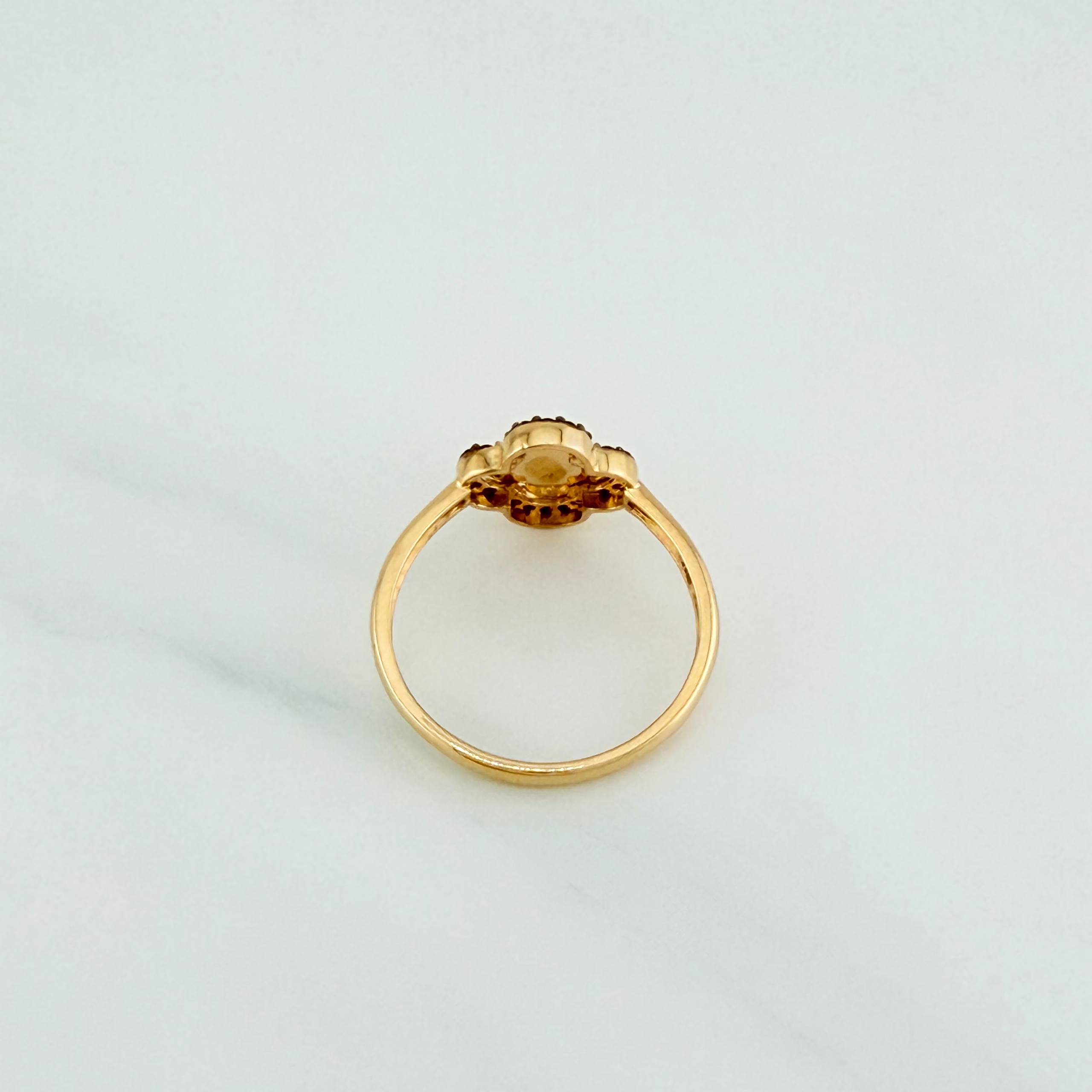 Anillo Trebol Diamantado 2.1 g / T7 1/4 Dos Oros Negro Amarillo 18K