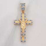 Dije Cruz Rosario Virgen Guadalupe 6.55 g / 4.7 cm Dos Oros Amarillo Blanco 18K