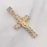 Dije Cruz Rosario Virgen Guadalupe 6.55 g / 4.7 cm Dos Oros Amarillo Blanco 18K