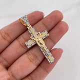 Dije Cruz Rosario Virgen Guadalupe 6.55 g / 4.7 cm Dos Oros Amarillo Blanco 18K