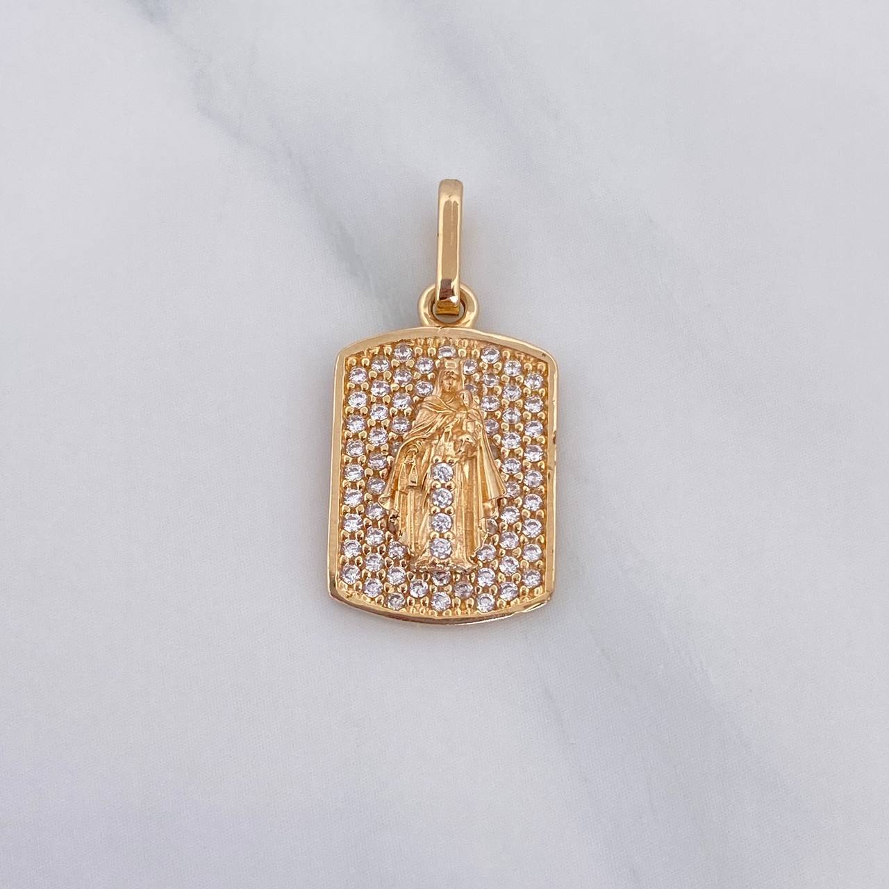 Dije Placa Virgen Del Carmen 2.5 g / 2.3 cm Oro Amarillo 18K