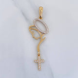 Dije Virgen Maria Cruz 2.6 g / 5.5 cm Dos Oros Amarillo Blanco 18K