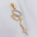 Dije Virgen Maria Cruz 2.6 g / 5.5 cm Dos Oros Amarillo Blanco 18K