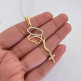 Dije Virgen Maria Cruz 2.6 g / 5.5 cm Dos Oros Amarillo Blanco 18K