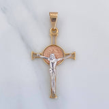 Dije Cruz Cristo San Benito 2.95 g / 4.2 cm Tres Oros 18K