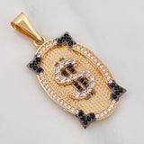 Dije Placa Signo Dolar 4.6 g / 3.8 cm Dos Oros Negro Amarillo 18K
