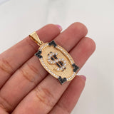 Dije Placa Signo Dolar 4.6 g / 3.8 cm Dos Oros Negro Amarillo 18K