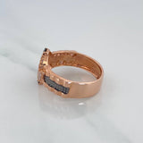 Anillo Correa Corona 4.6 g / T9 1/2 Dos Oros Negro Rosa 18K