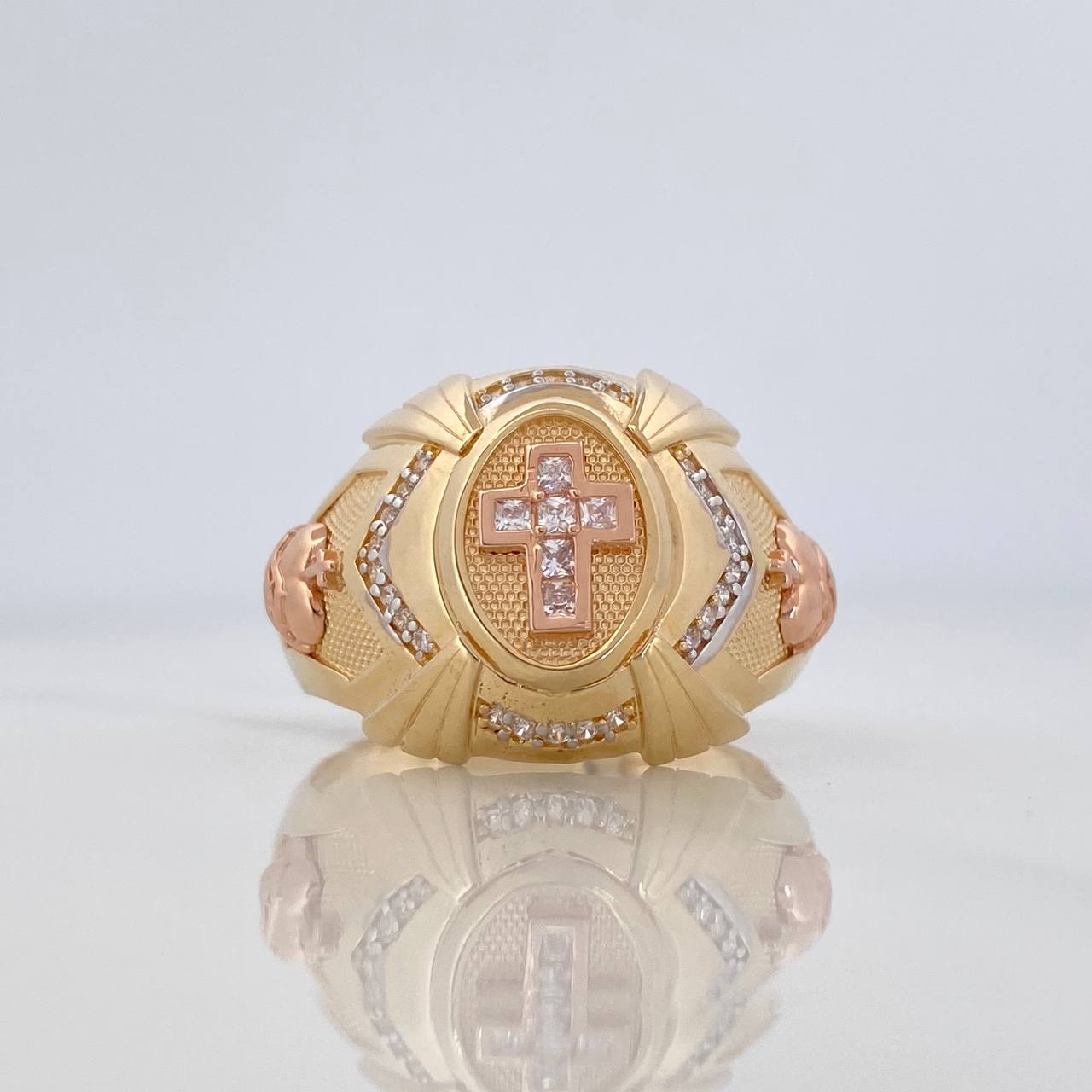 Anillo Cruz 8.35 g / T11 1/2 Tres Oros 18K