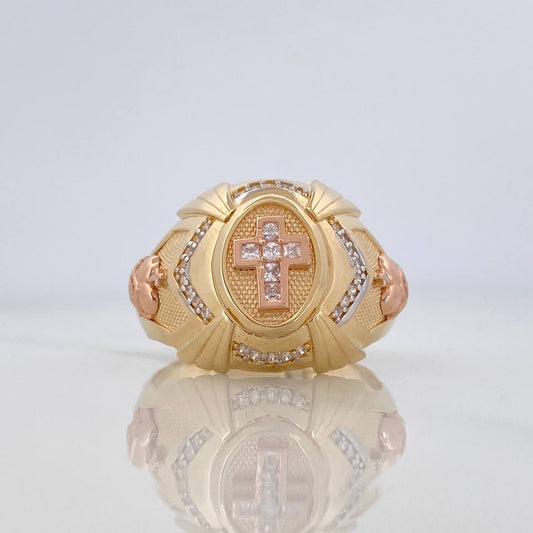 Anillo Cruz 8.35 g / T11 1/2 Tres Oros 18K