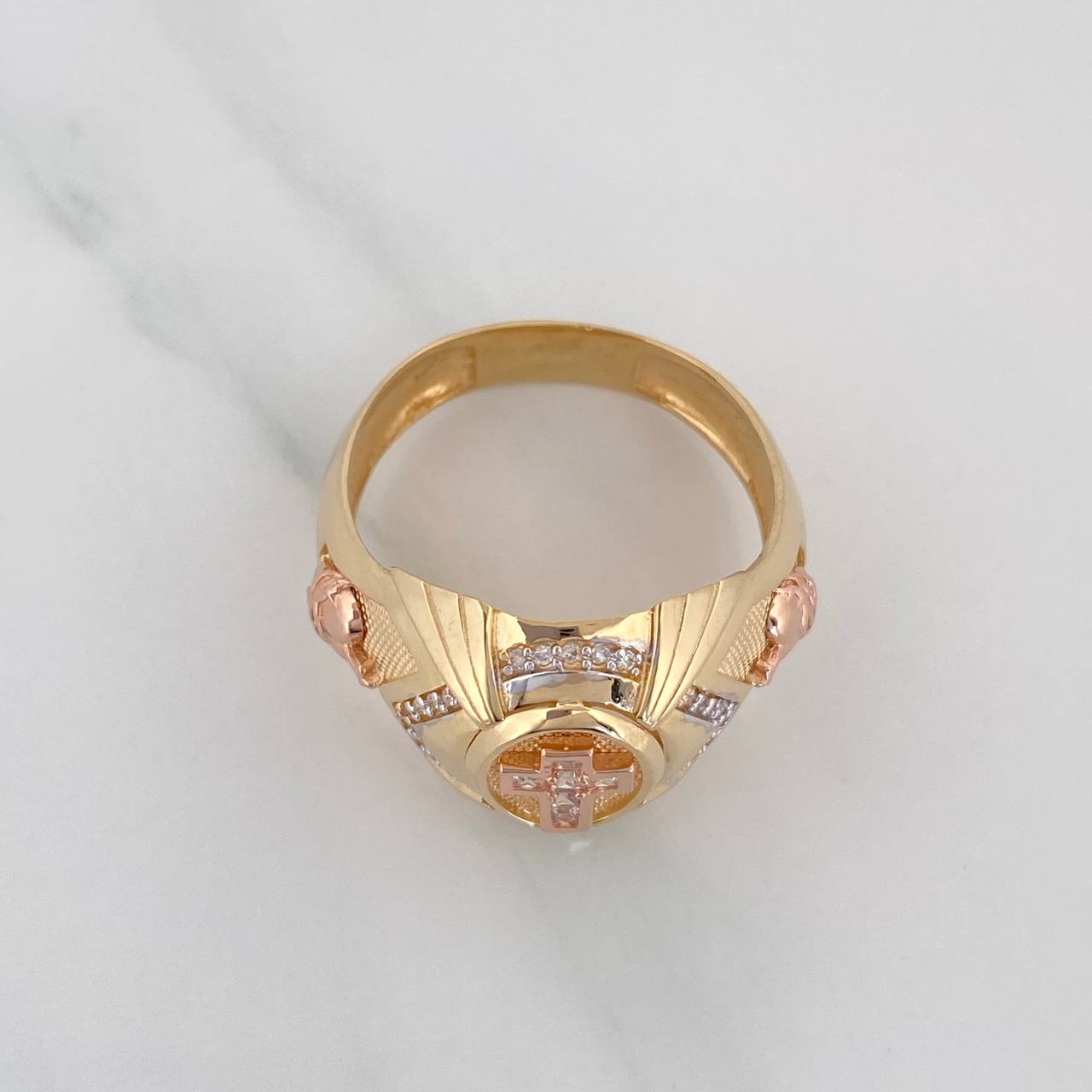 Anillo Cruz 8.35 g / T11 1/2 Tres Oros 18K