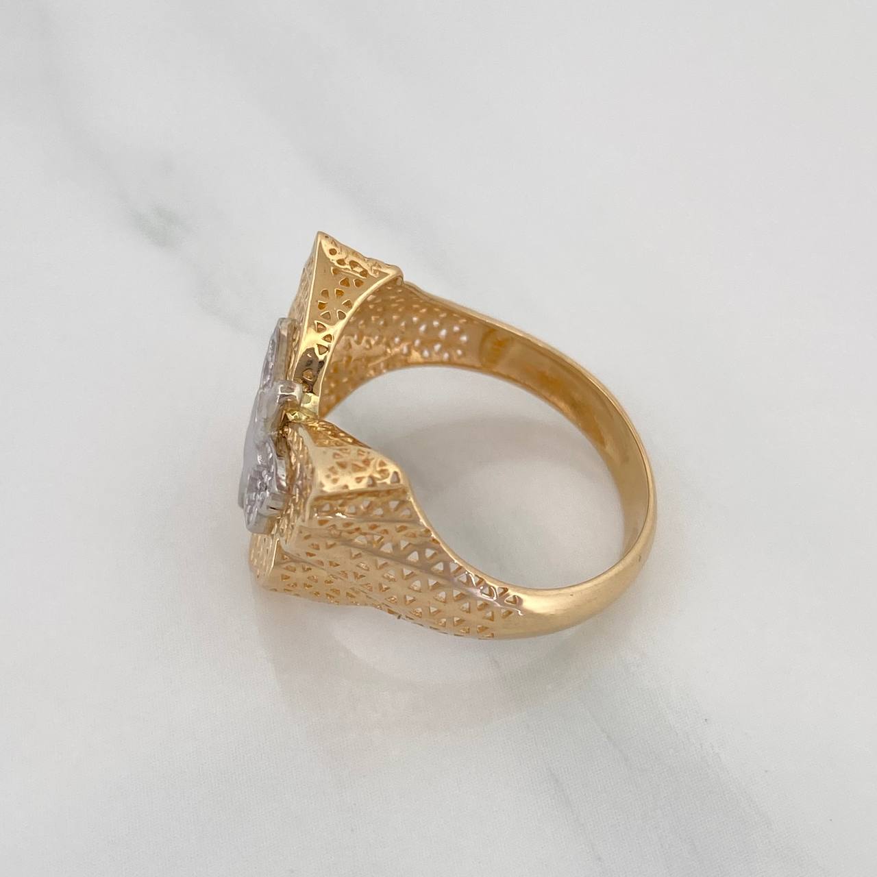 Anillo Mariposa 3 g / T6 1/4 Dos Oros Amarillo Blanco 18K