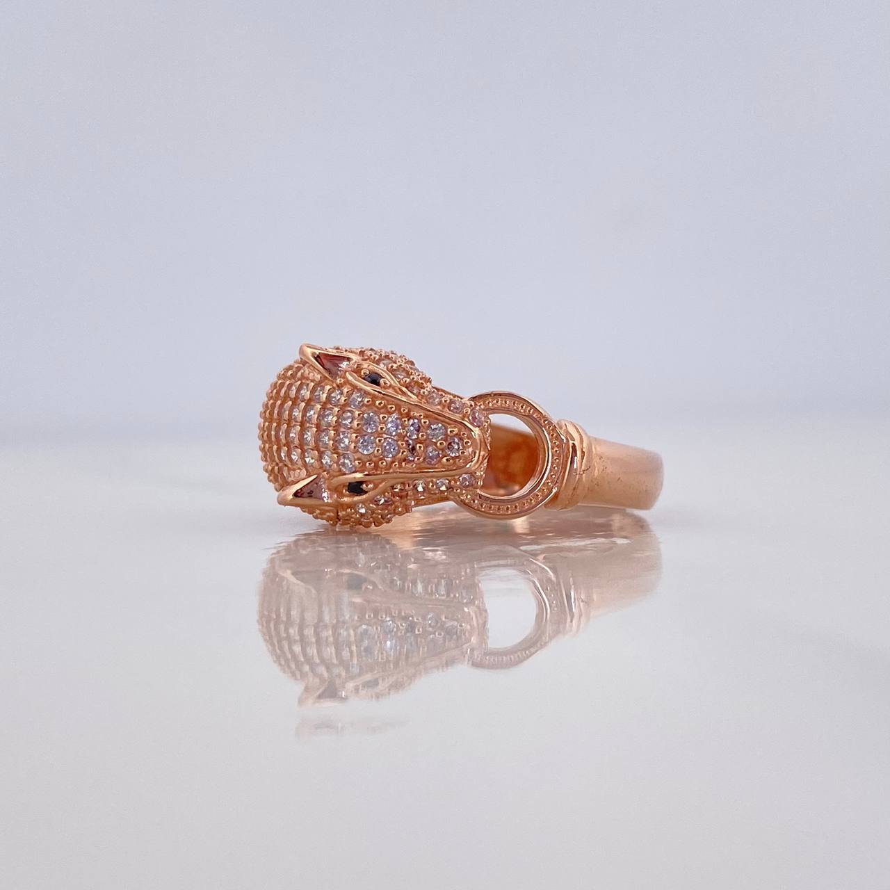 Anillo Pantera 4.3 g / T6 3/4 Oro Rosa 18K