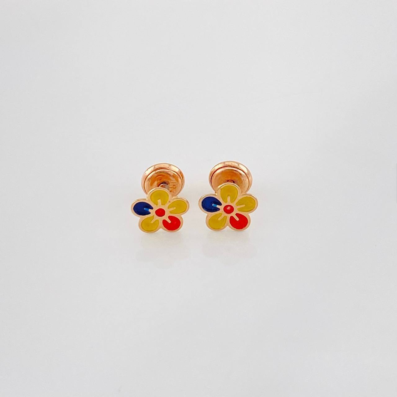 Topos Flor Tricolor 0.65g / 7.15mm Oro Rosa 18K