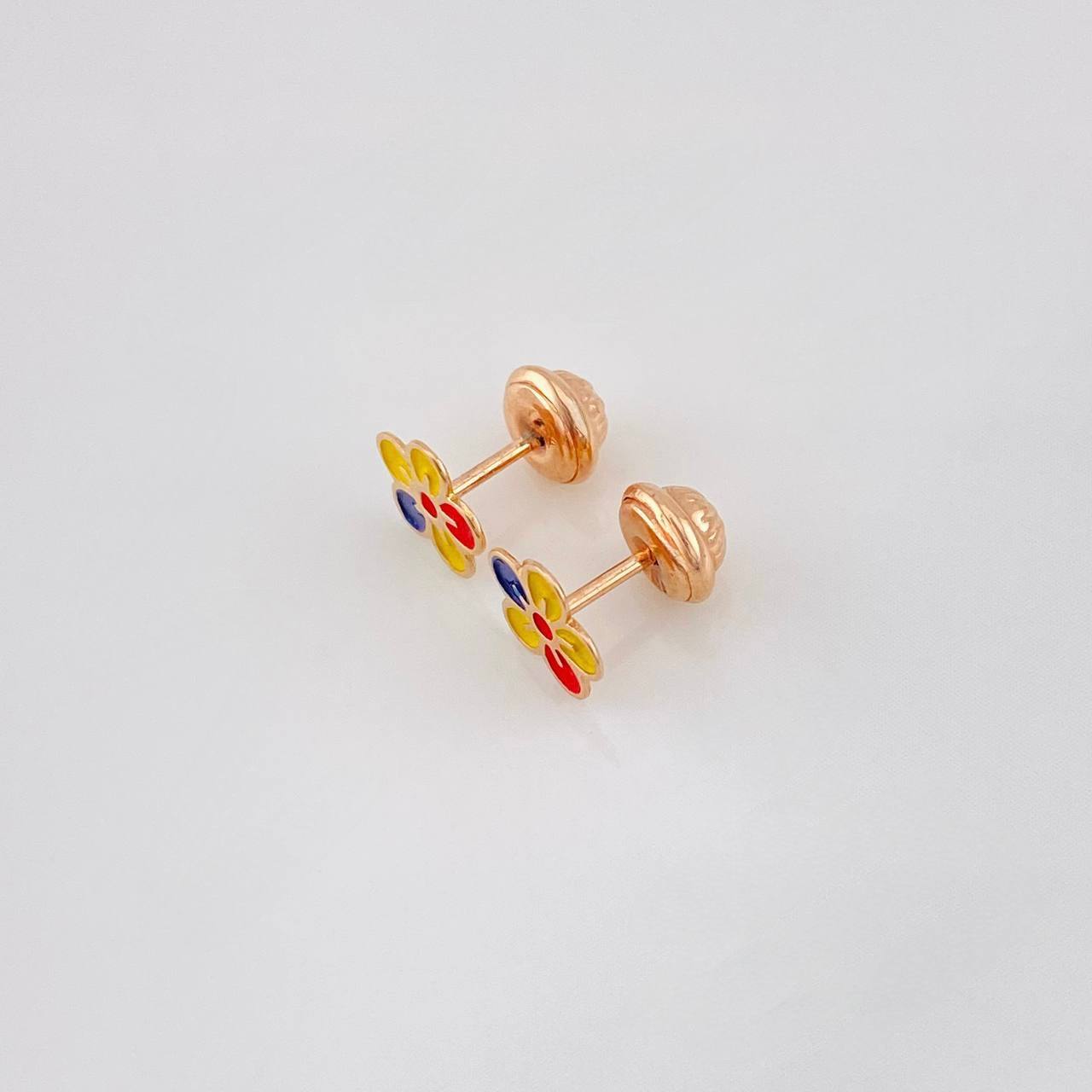 Topos Flor Tricolor 0.65g / 7.15mm Oro Rosa 18K