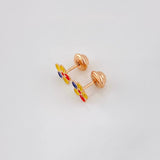 Topos Flor Tricolor 0.65g / 7.15mm Oro Rosa 18K
