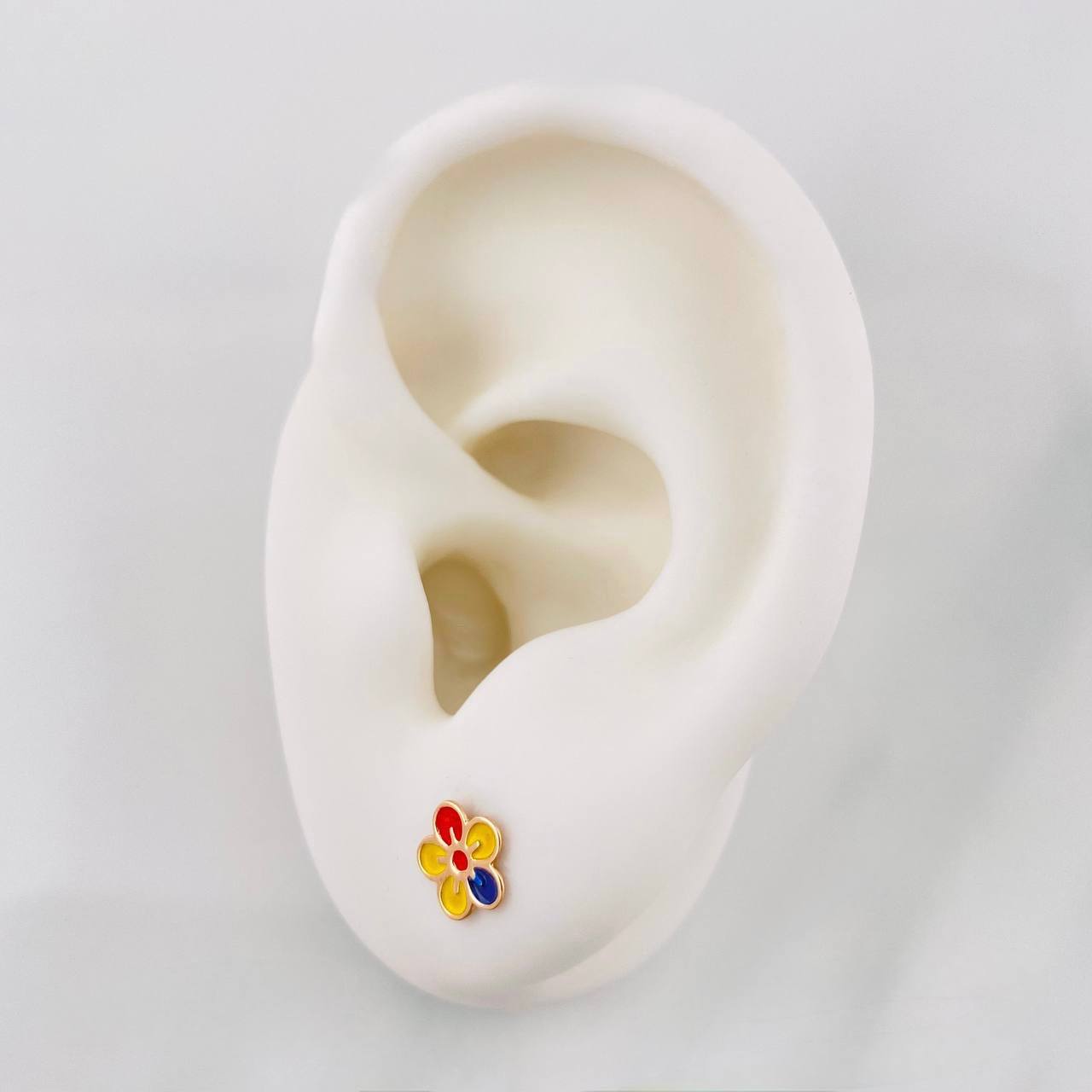 Topos Flor Tricolor 0.65g / 7.15mm Oro Rosa 18K
