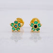 Topos Flor Cinco Petalos Esmeraldas 17pts 1.3g / 6.6mm Oro Amarillo 18K