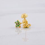 Topos Flor Cinco Petalos Esmeraldas 17pts 1.3g / 6.6mm Oro Amarillo 18K