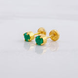Topos Cuatro Garras Esmeraldas 48pts 1.45g / 4.7mm Oro Amarillo 18K