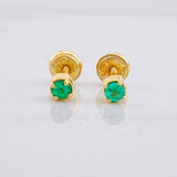 Topos Cuatro Garras Esmeraldas 3qts 1.15g / 4.2mm Oro Amarillo 18K