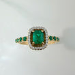 Anillo Rectangulo Esmeraldas 66 pts Diamantes 0.09 pts 3.25gr / T5 3/4 /  Dos Oros Amarillo Blanco 18K %