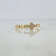 Anillo Cruz Esferas 2.6gr / T8 / Circones Blancos Oro Amarillo *