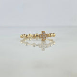 Anillo Cruz 2.45gr / T6 3/4 / Esferas Circones Blancos Oro Amarillo ©