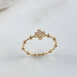 Anillo Cruz 2.45gr / T6 3/4 / Esferas Circones Blancos Oro Amarillo ©